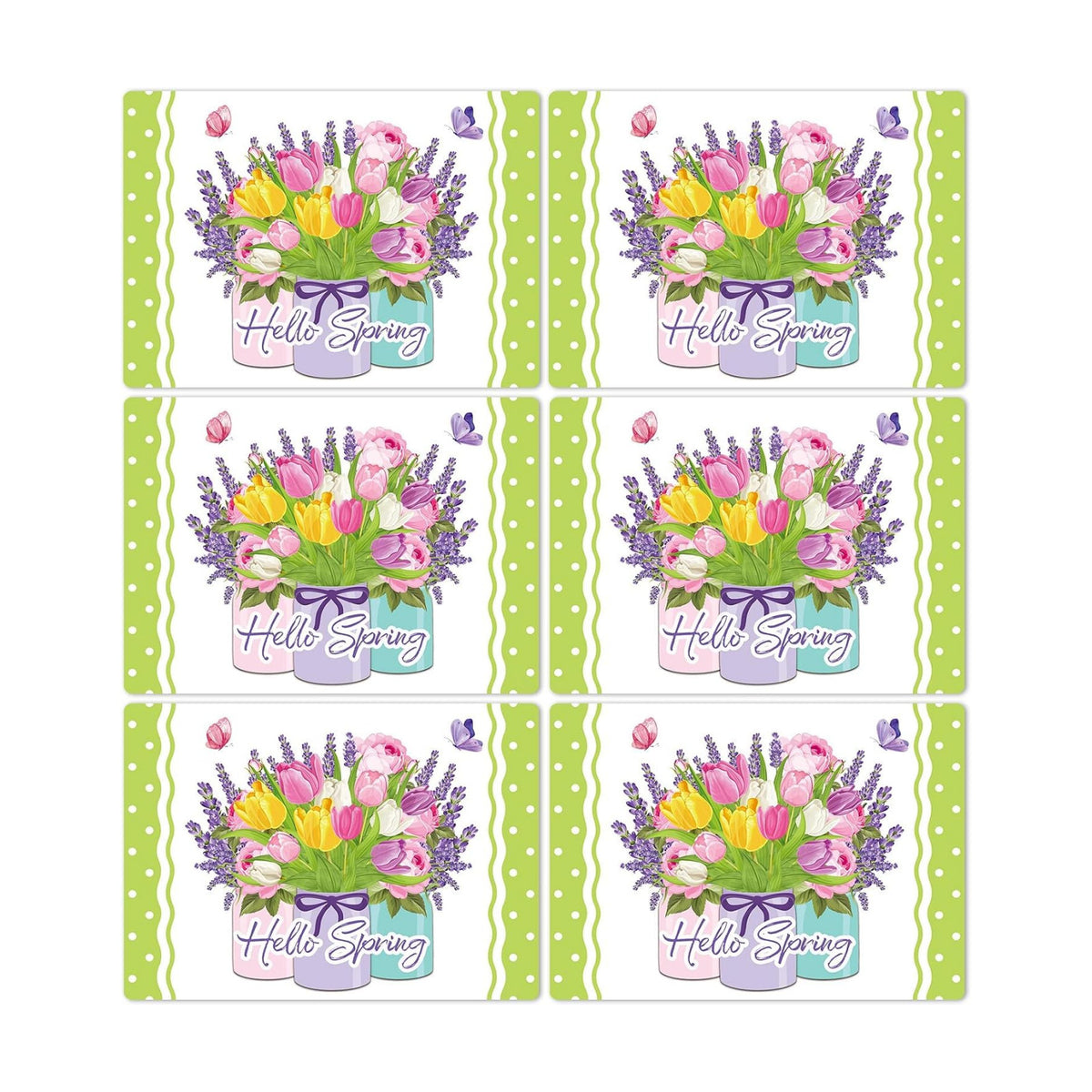 Spring Placemats Set of 6 Tulip Vase Plastic Table Mat 17×13×0.04in