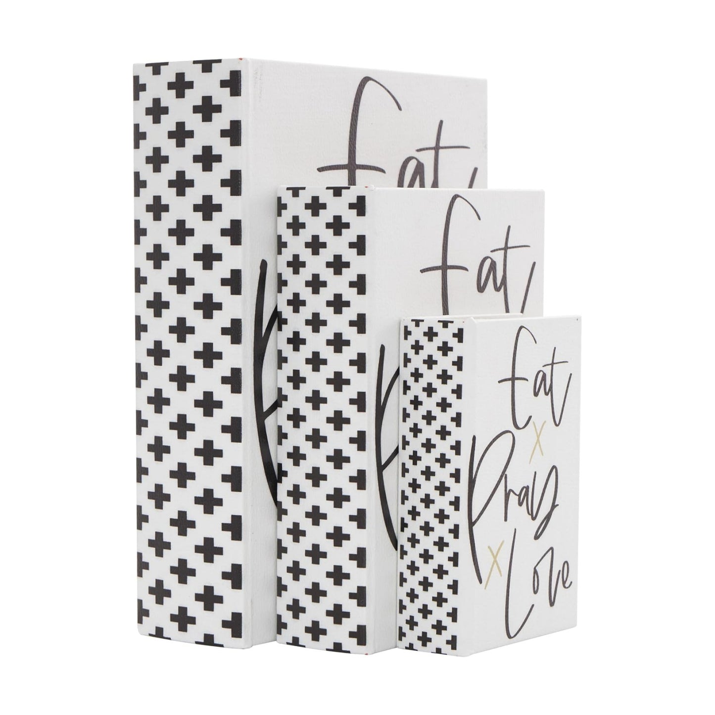 Love Faux Storage Book Book Shaped Boxes / White / 10.65", 8", 6"H