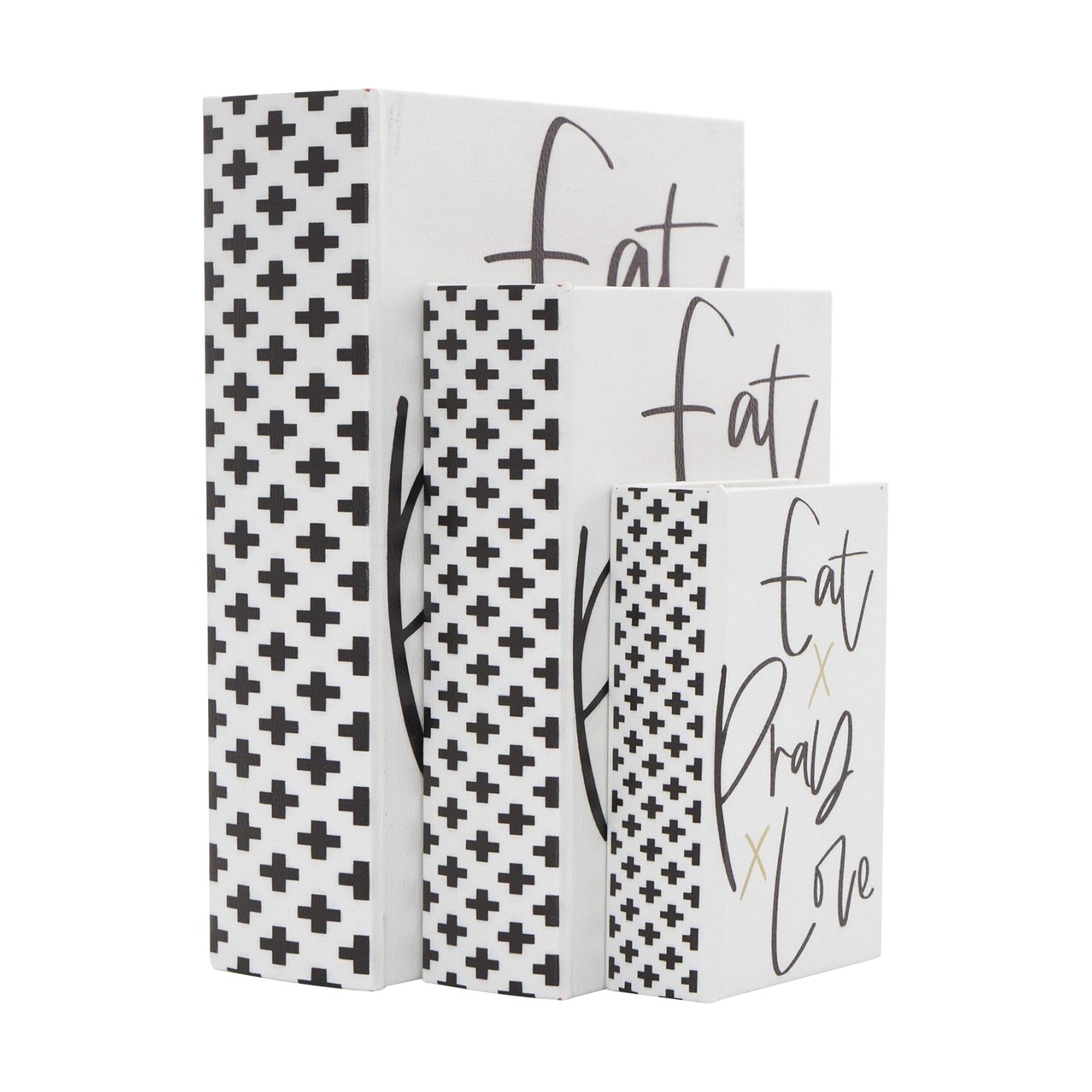 Love Faux Storage Book Book Shaped Boxes / White / 10.65", 8", 6"H