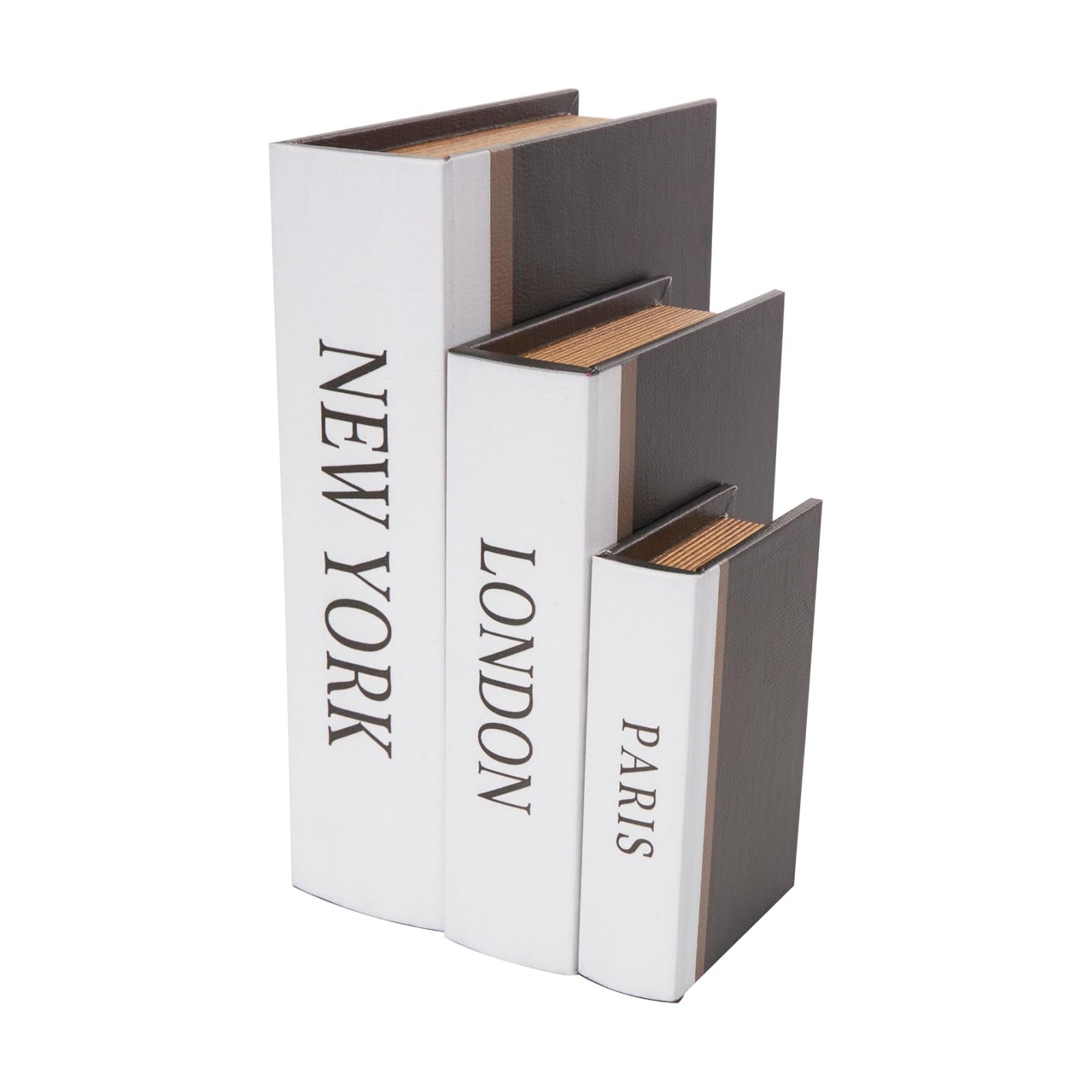 New York Storage Faux Storage Book Box / Black / 3", 2", 2 / 2 Inch / Set of 3