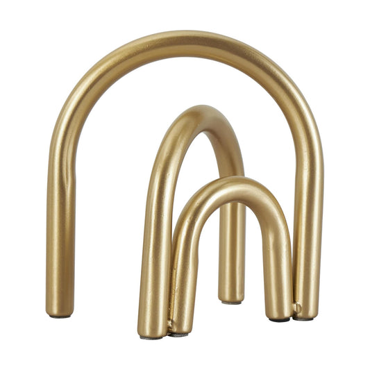 Metal Geometric Decorative Sculpture Overlapping Arch Home Decor Statue / Gold / 7 x 4 x 8