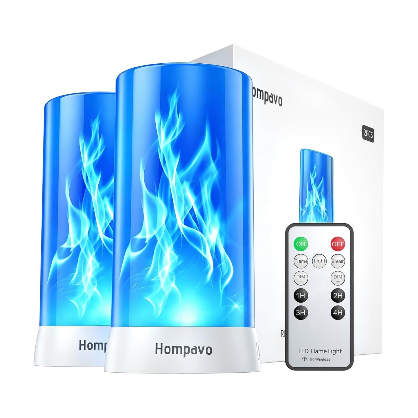 Hompavo 【Upgraded】 Flame Lights with Remote, Timer, 4-Mode Rechargeable | Waterproof LED Battery Operated Flameless