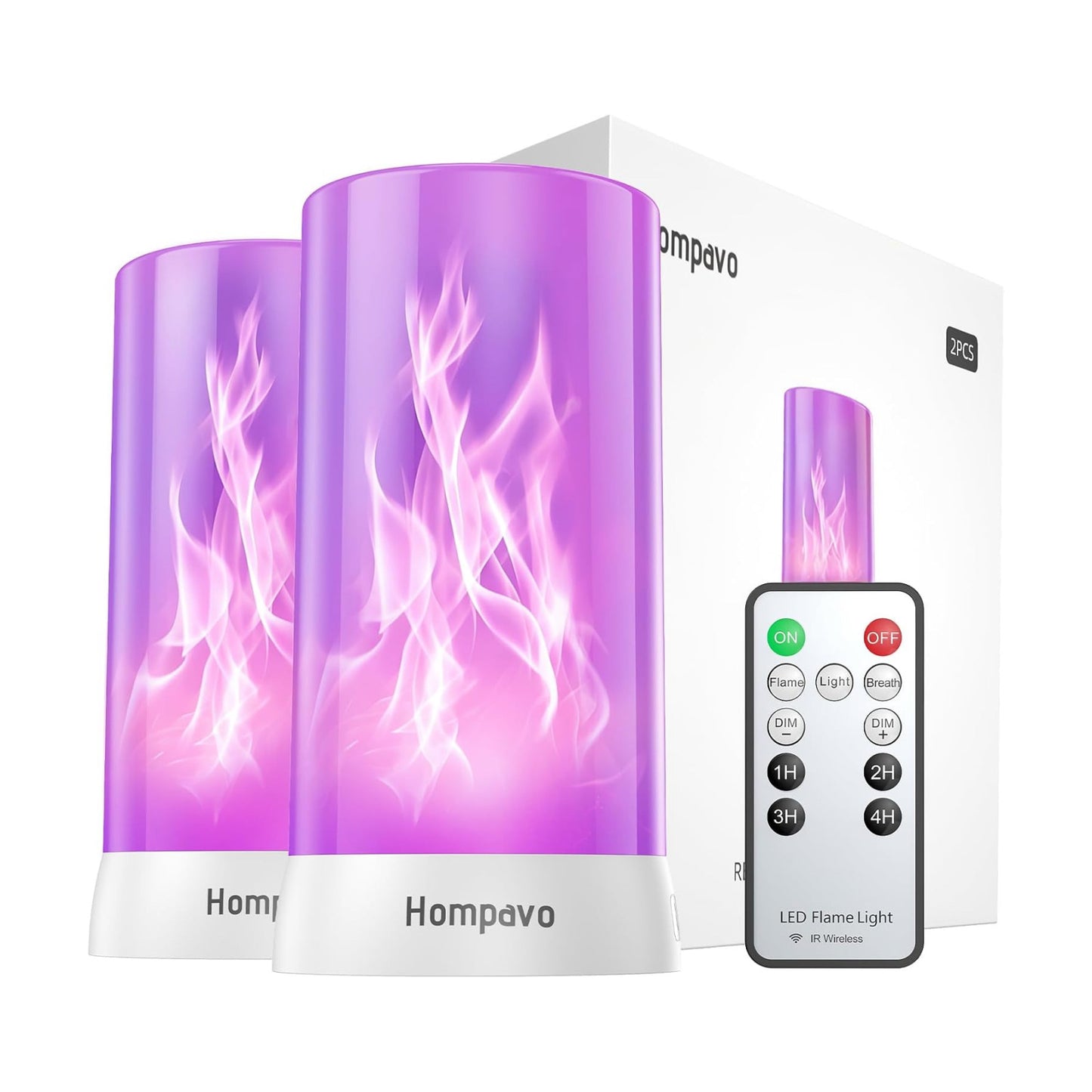 Hompavo 【Upgraded】 Flame Lights with Remote, Timer, 4-Mode Rechargeable | Waterproof LED Battery Operated Flameless