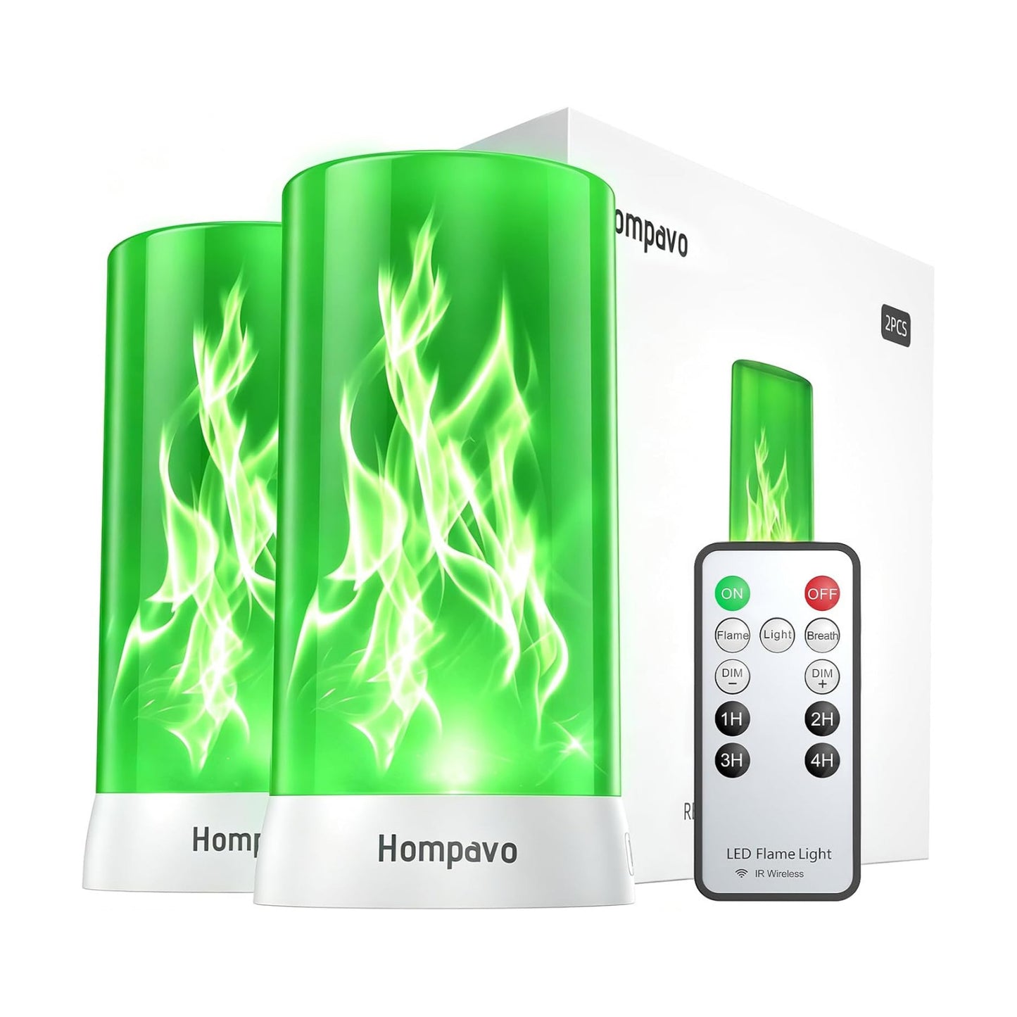 Hompavo 【Upgraded】 Flame Lights with Remote, Timer, 4-Mode Rechargeable | Waterproof LED Battery Operated Flameless