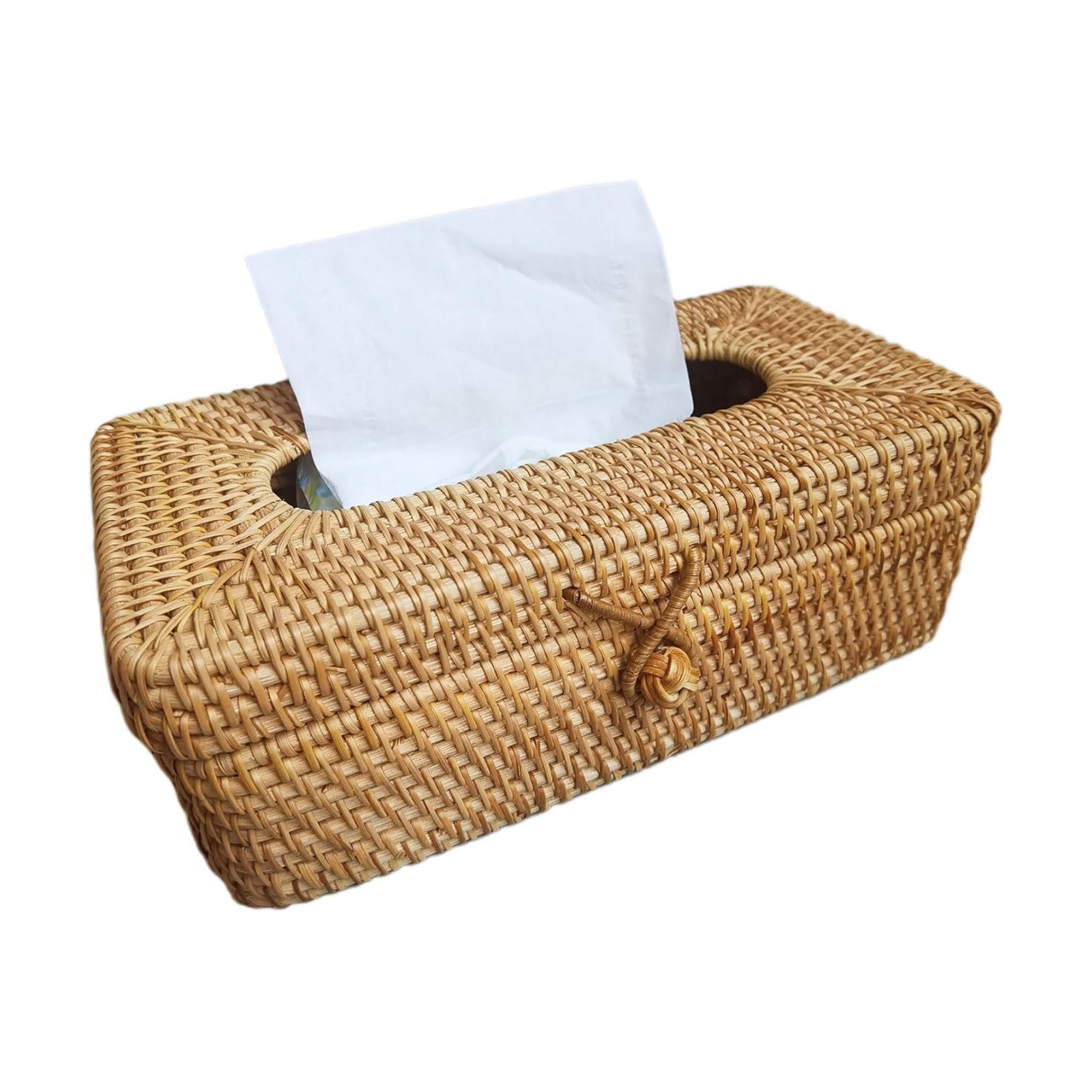 Boho Woven Facial Napkin Holder / Natural / 9.5 Inch