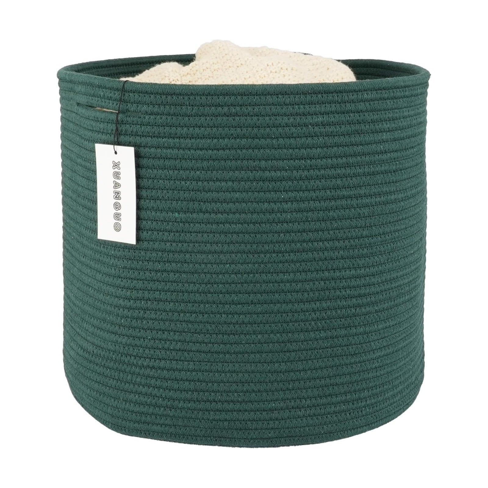 Cotton Rope Basket For Girls Boys Kids " Baby Laundry Basket Nursery Bin Round Woven / 16 x 14