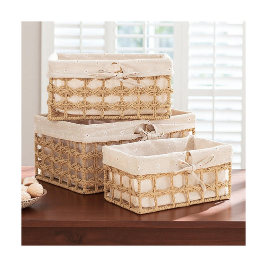 Boho Paper Rope Basket / Beige