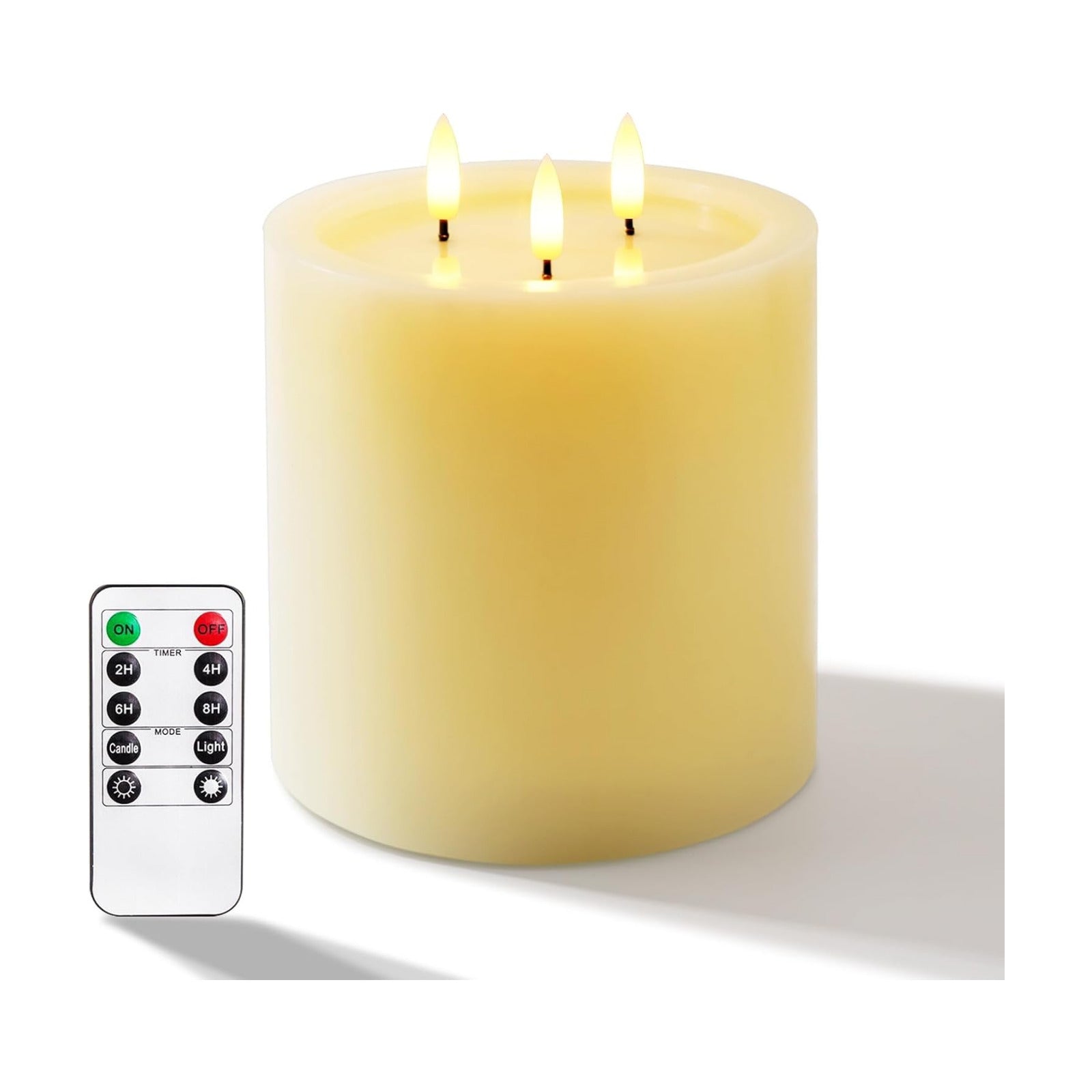 Amagic 3 Wick Extra Large Flameless Pillar Candles with Timer Remote, Ivory | 6"x6" Real Wax Battery Operated LED