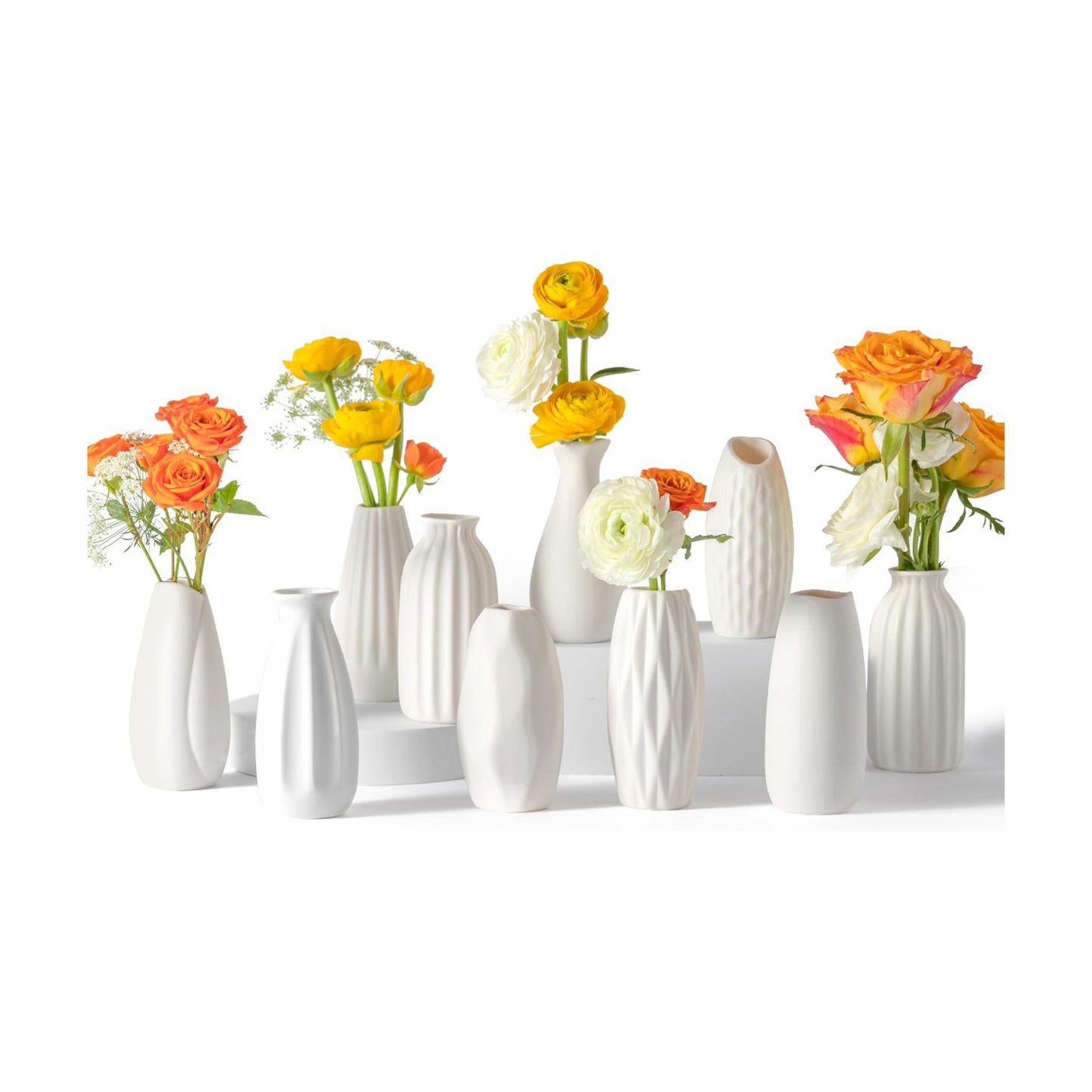 Small Ceramic Vase / White / Set of 10