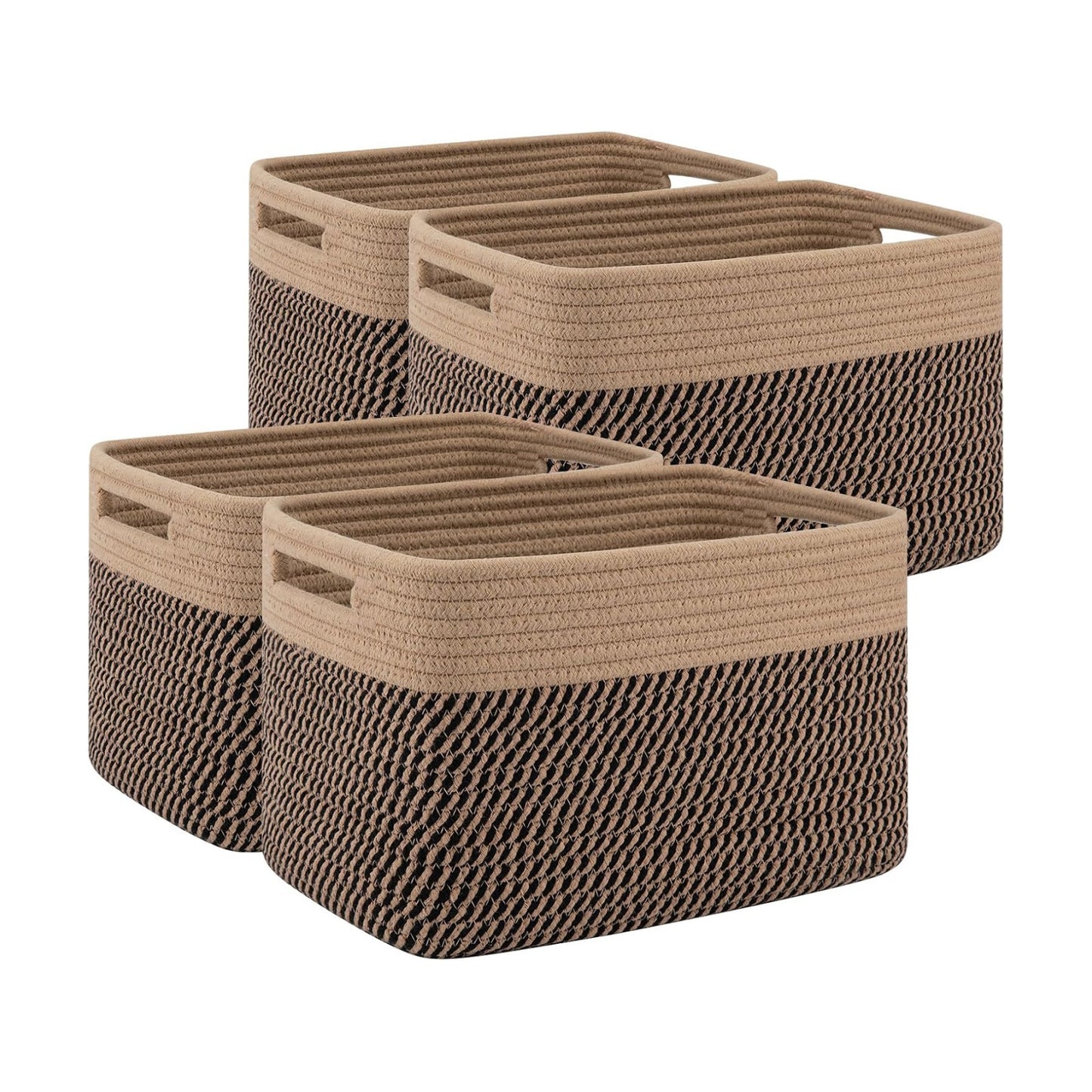 Woven Baskets / Books / Brown & Black / Small/12.7''lx9''wx7.8''h / Set of 4