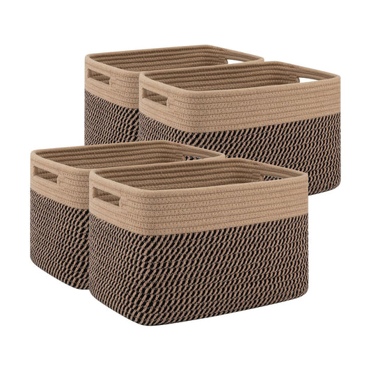 Woven Baskets / Books / Brown & Black / Small/12.7''lx9''wx7.8''h / Set of 4