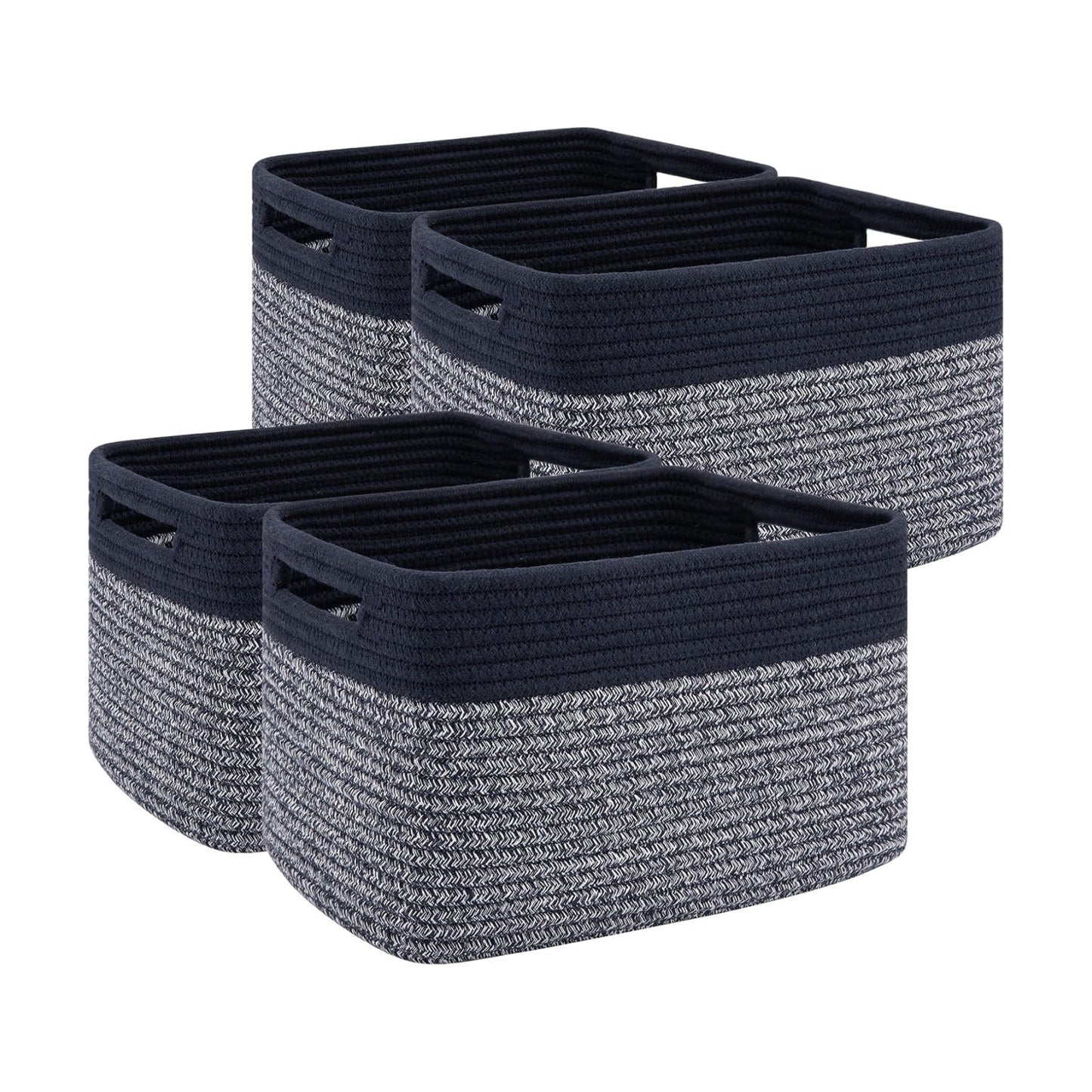 Woven Baskets / Books / Blue & Grey / Small/12.7''lx9''wx7.8''h / Set of 4