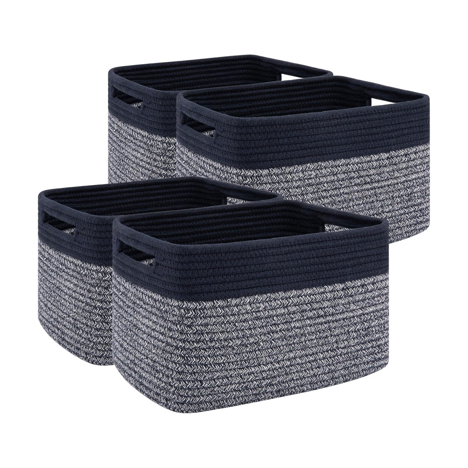 Woven Baskets / Books / Blue & Grey / Small/12.7''lx9''wx7.8''h / Set of 4