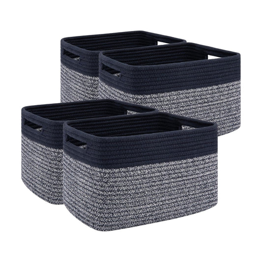 Woven Baskets / Books / Blue & Grey / Small/12.7''lx9''wx7.8''h / Set of 4