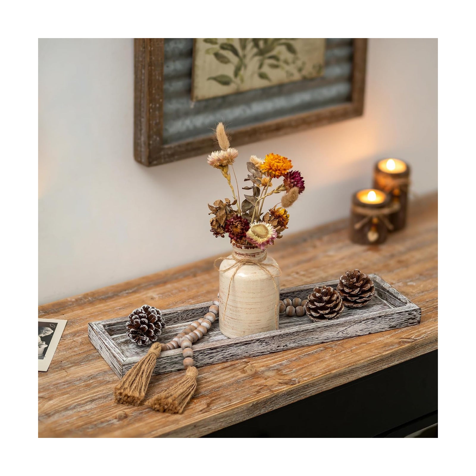 Farmhouse Small Trays / Whitewashed / 17 Inch