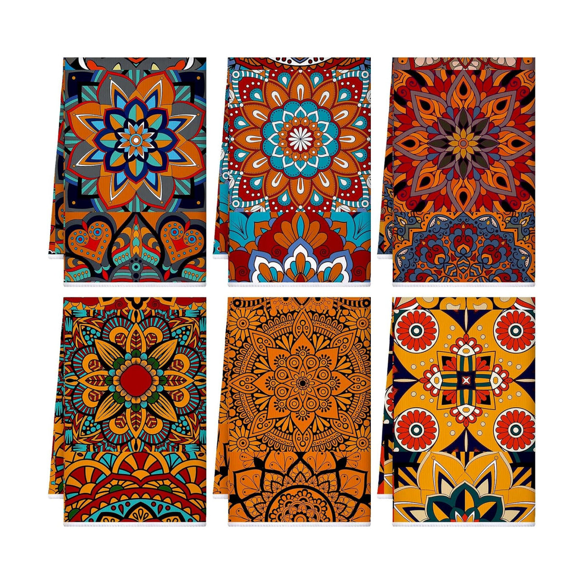 Sratte 6 Pcs Mexican Kitchen Towels Bohemian Dish Towels, 24x16 Inch