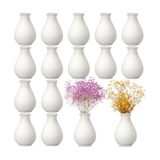 Ceramic Bud Vases Bulk Boho Small Flower Vase Ceramic Vases / 3.9"*2.76 / White / Set of 15