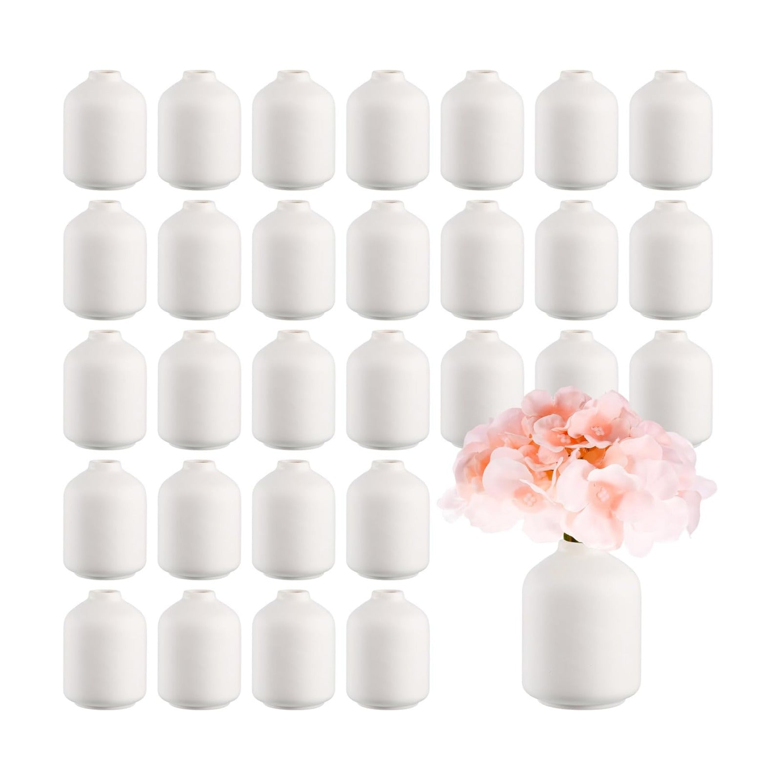 Ceramic Bud Vases Bulk Valentine's Day Decoration Boho / 3.9"*2.76 / Stylish / White / Set of 30