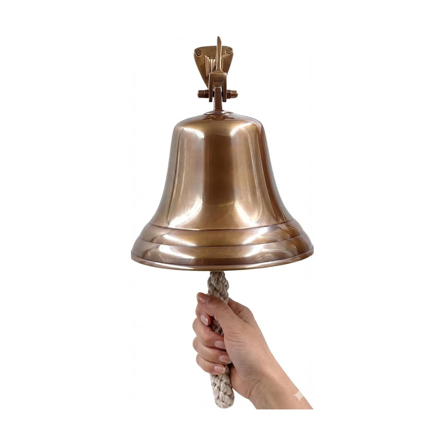 7inch Solid Brass Wall Mounted Ship Hanging Bell Antique Brass Bell for Reception, School, Outdoor,Indoor, Dinner &
