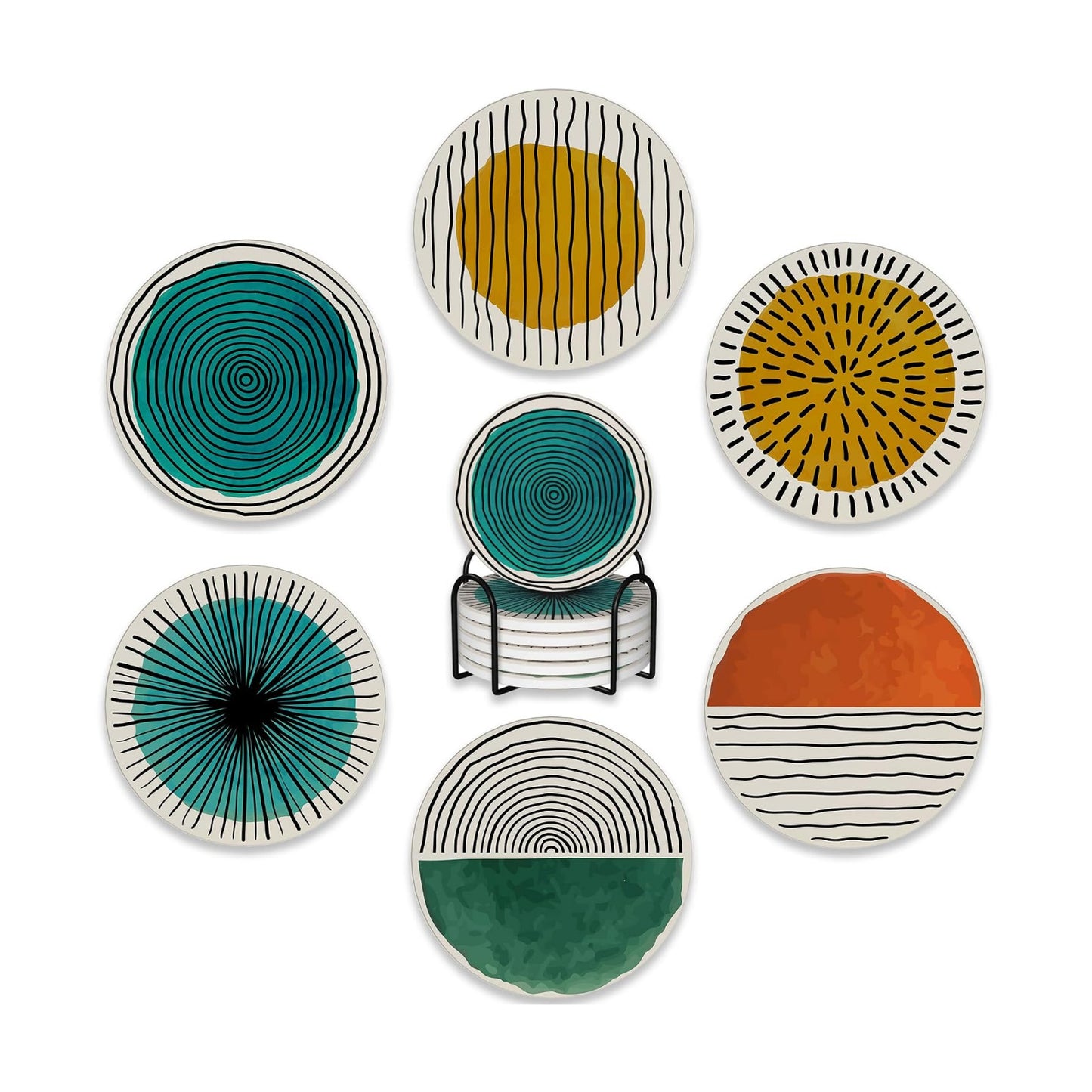 Holder / Coasters for Drinks / Abstract Art Minimalist / Set of 6