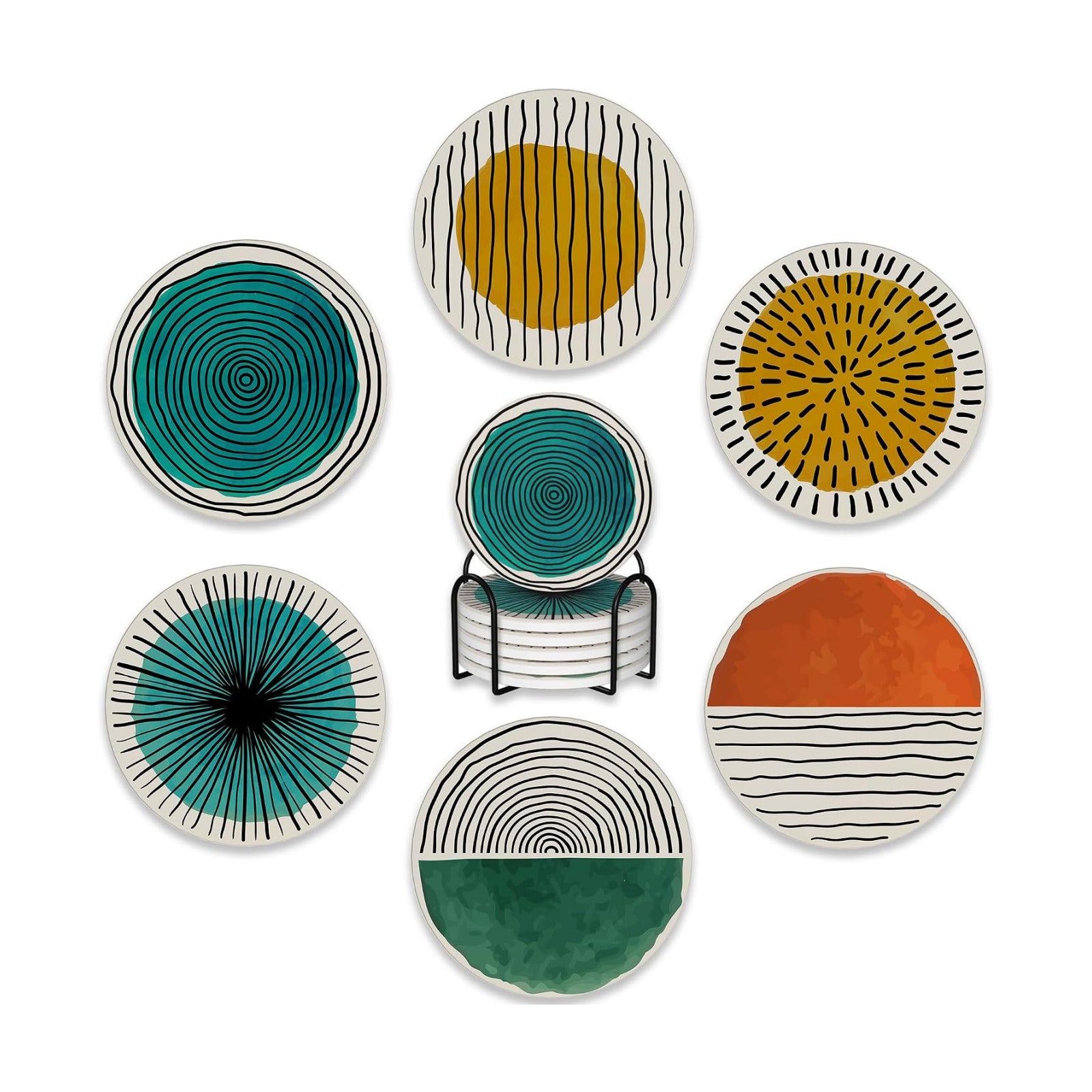 Holder / Coasters for Drinks / Abstract Art Minimalist / Set of 6