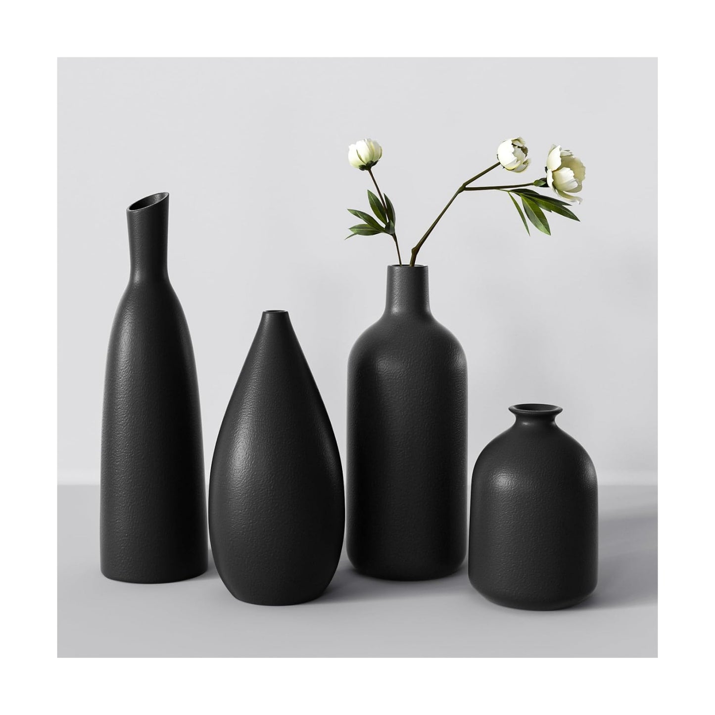 Black Ceramic Vase / Black*4 / Set of 4