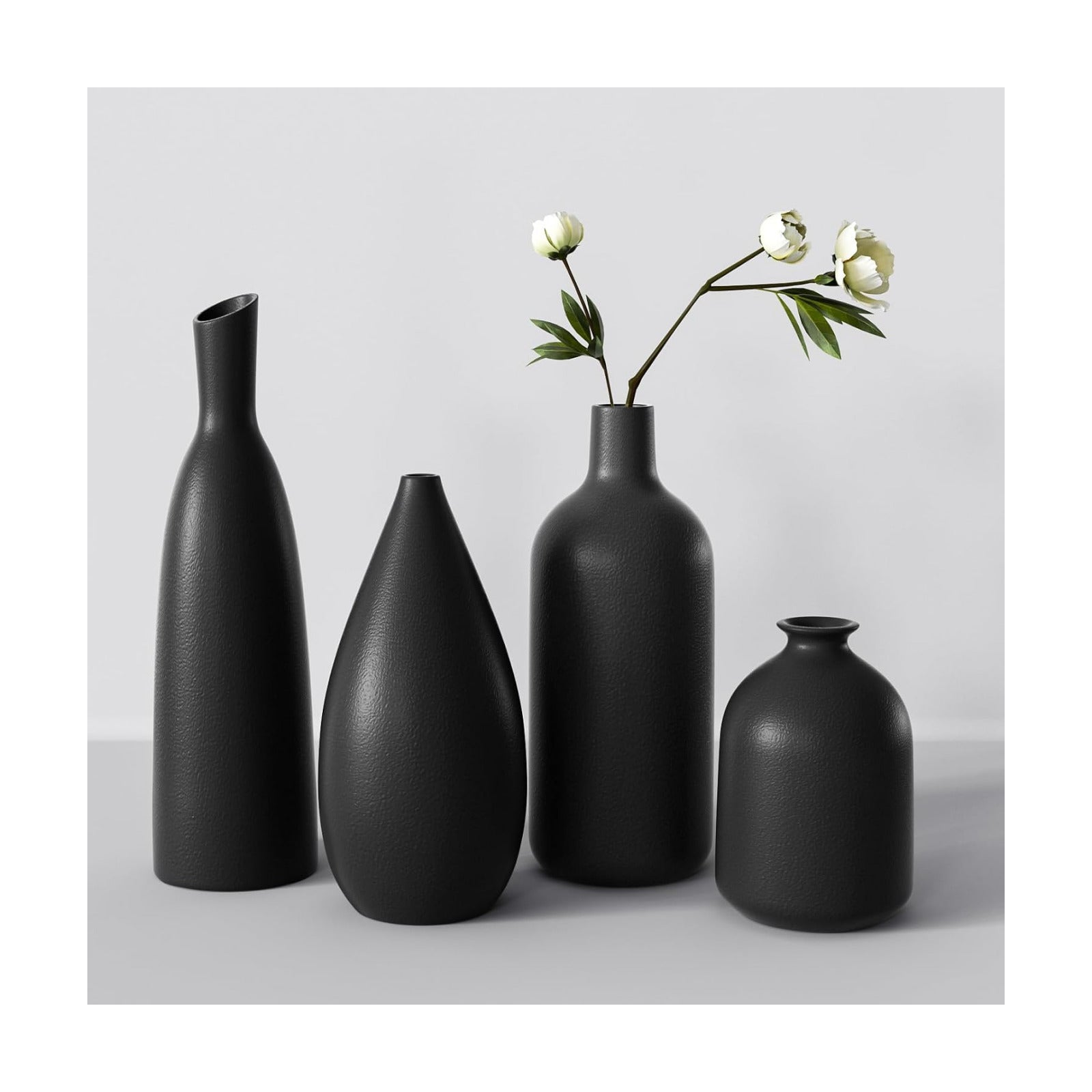 Black Ceramic Vase / Black*4 / Set of 4