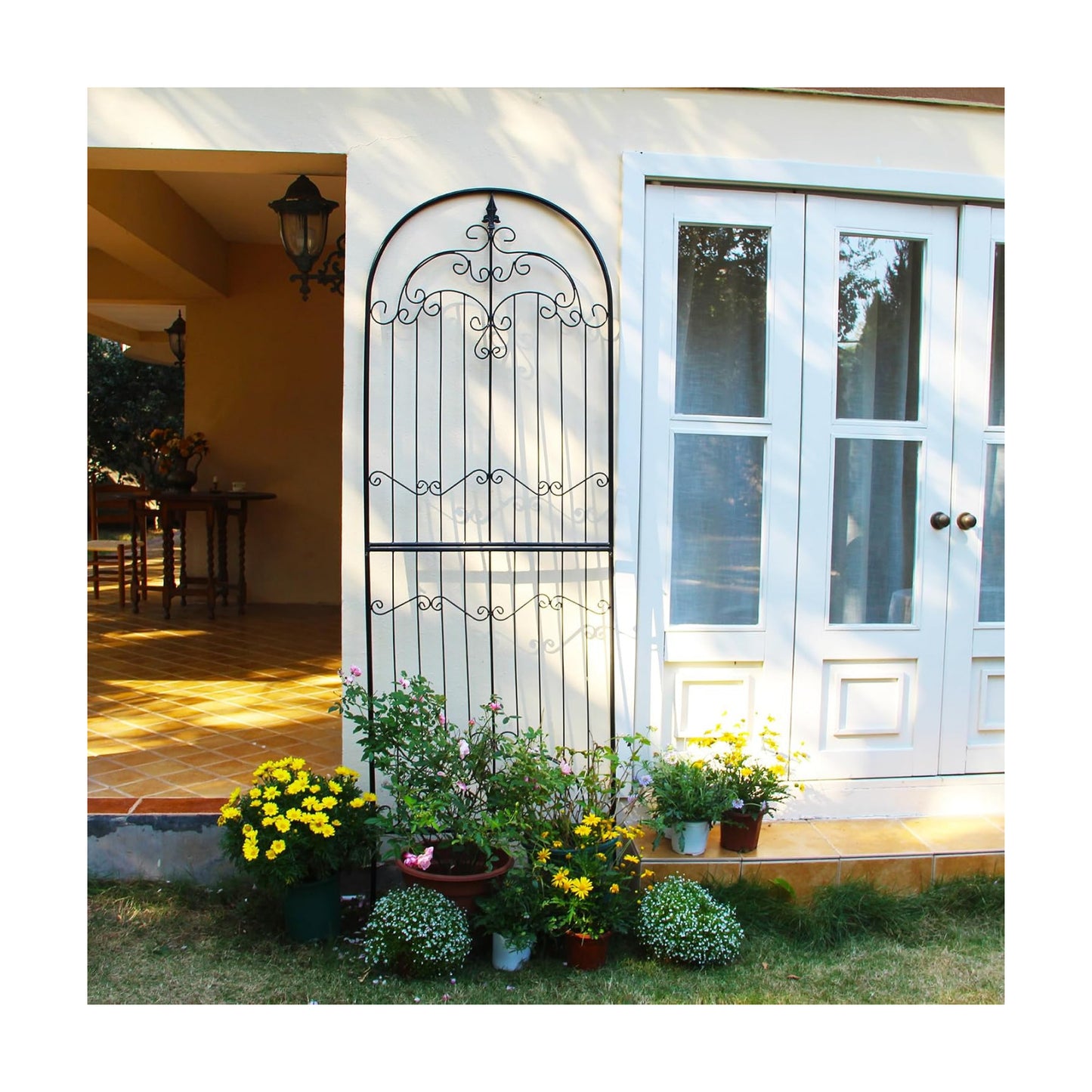 Garden Trellis for Climbing Plants 86.6" H x 29.5" W Tall Garden Trellis Wrought Iron Heavy Scroll Metal Decoration