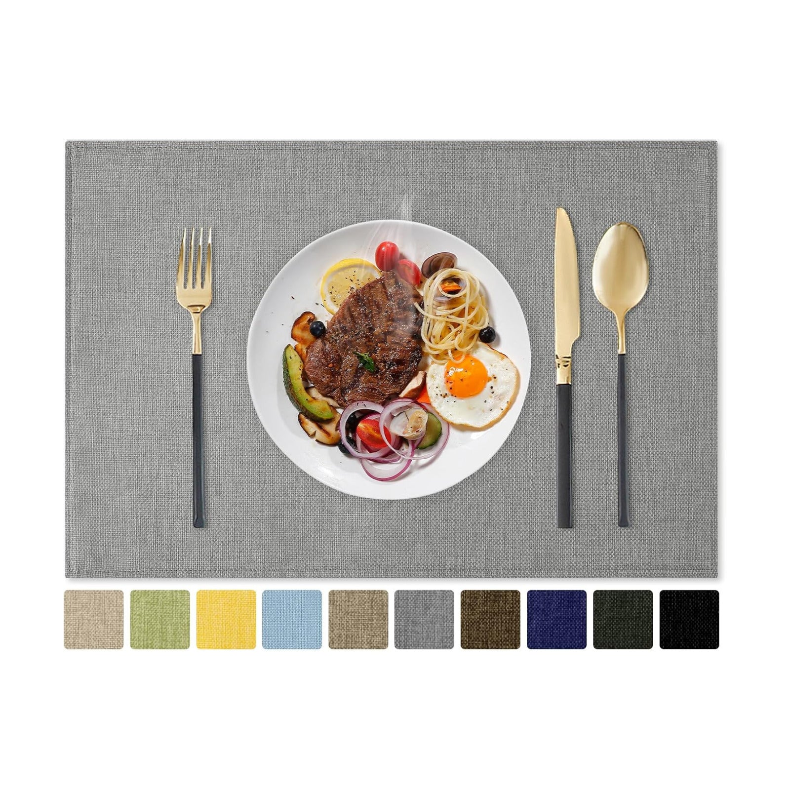 Romanstile Cloth Placemats Set of 8, Heat Resistant Double Layered Thickened Place Mats, Washable Faux Linen Farmhouse