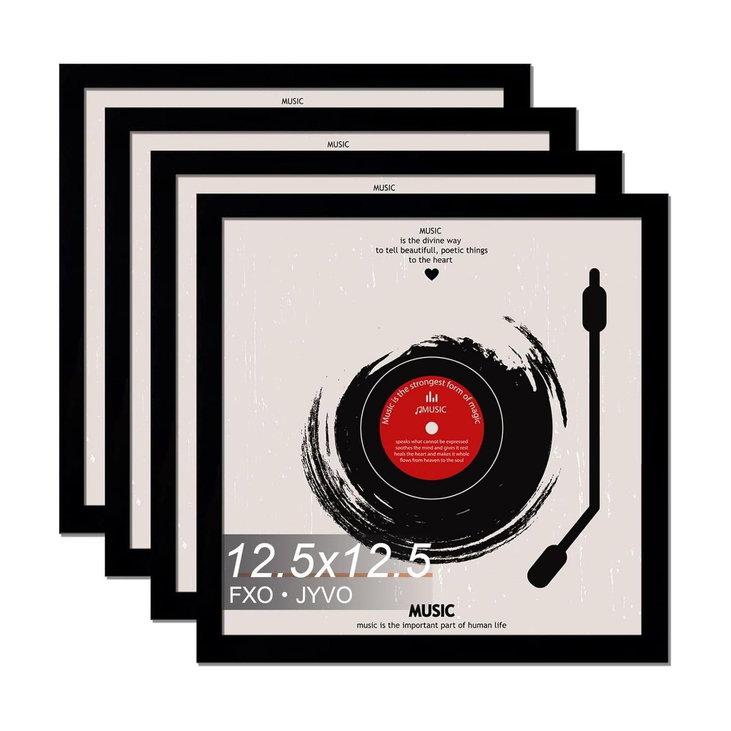 Vinyl Record Frame Display for 12 inch LP with 12.5x12.5 Album Cover | Black 12.5 x 12.5 Frame Light Weight with