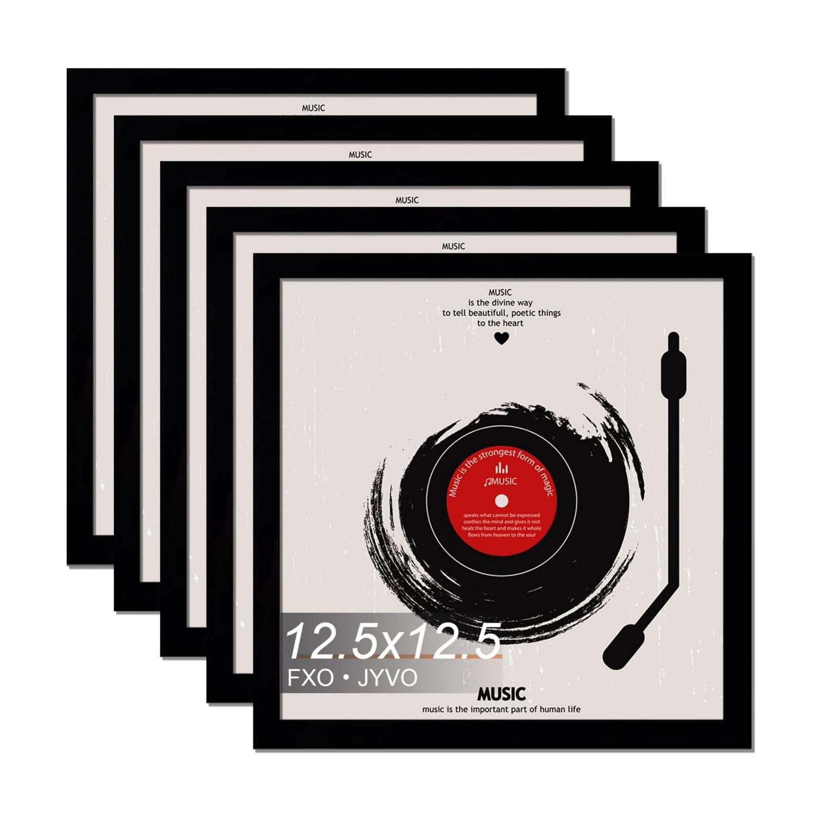 Vinyl Record Frame Display for 12 inch LP with 12.5x12.5 Album Cover | Black 12.5 x 12.5 Frame Light Weight with