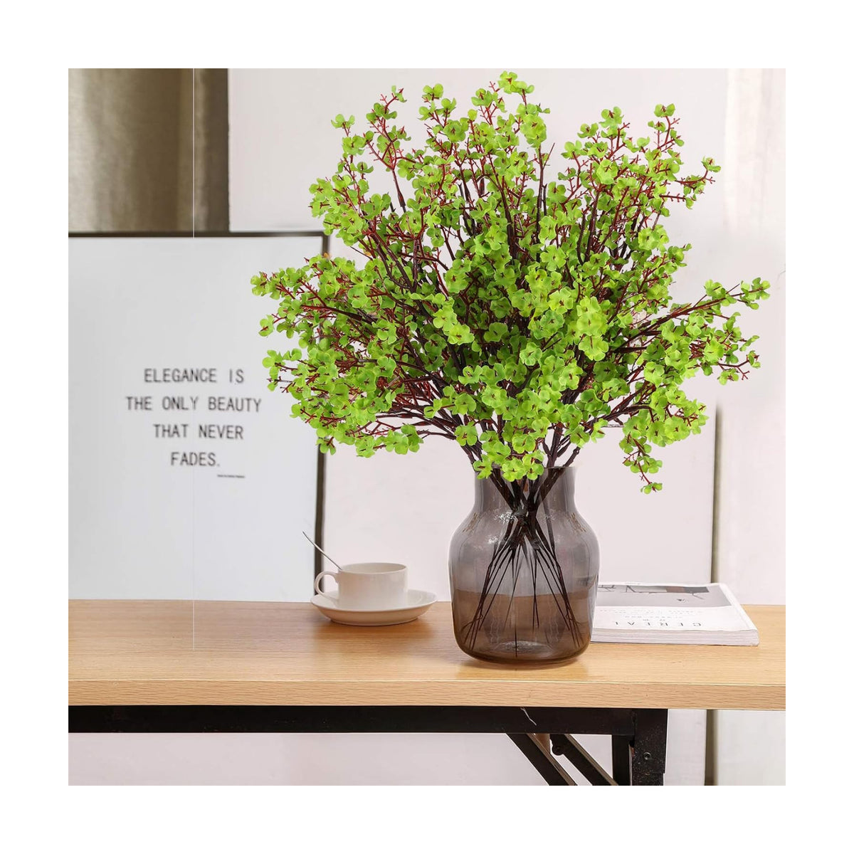 Hananona 10 Pcs Babys Breath Green Flowers Artificial Gypsophila Flowers St. Patrick's Day Fake Silk Flowers for Home Decor Spring Floral Arrangement Table Centerpieces