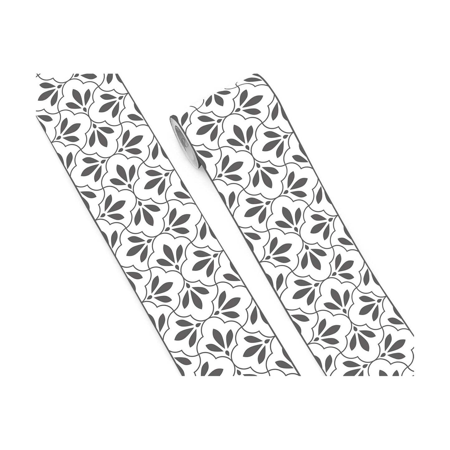 Wallpaper Border and White Patterns Peel and Stick Wall Border Self / 6 x 240 / WB-5445 / Black