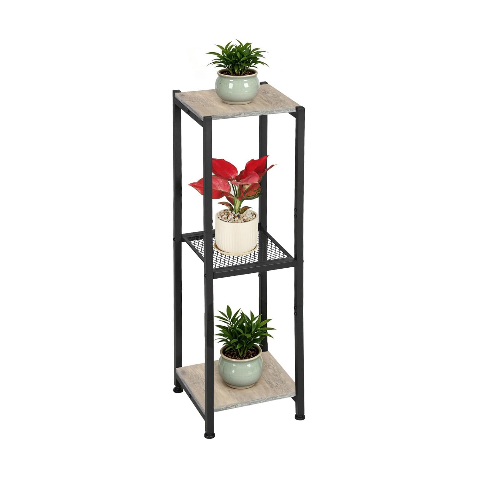 Dipion 3 Tier Pedestal Stand,40 Inch Extra Tall Plant Stand Indoor,Greige | Eye-Catching,Rock-Solid
