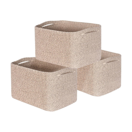 Decorative Woven Storage Baskets / Oatmeal Brown / Set of 3