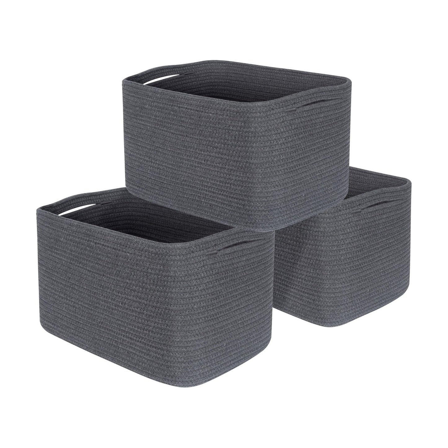 Decorative Woven Storage Baskets / Charcoal Gray / Set of 3