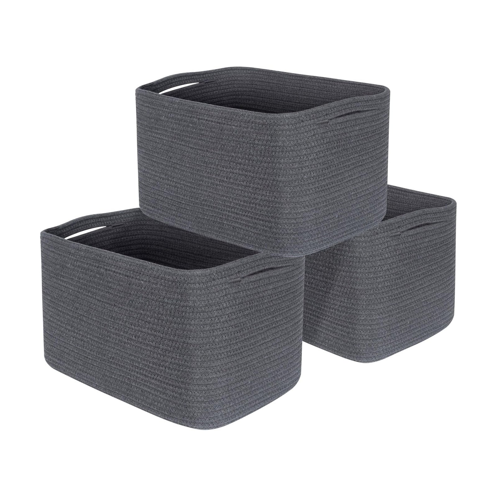 Decorative Woven Storage Baskets / Charcoal Gray / Set of 3