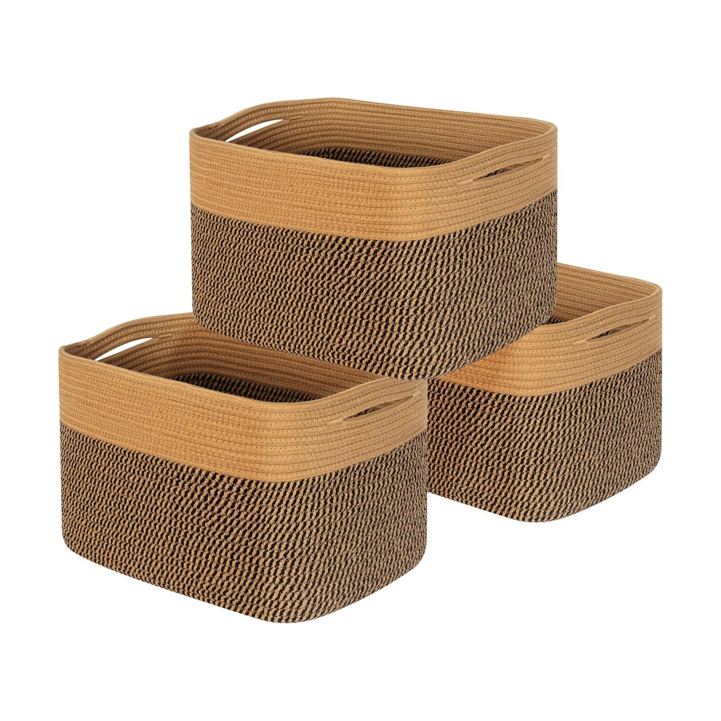 Woven Baskets for Storage / Brown / Black / Set of 3
