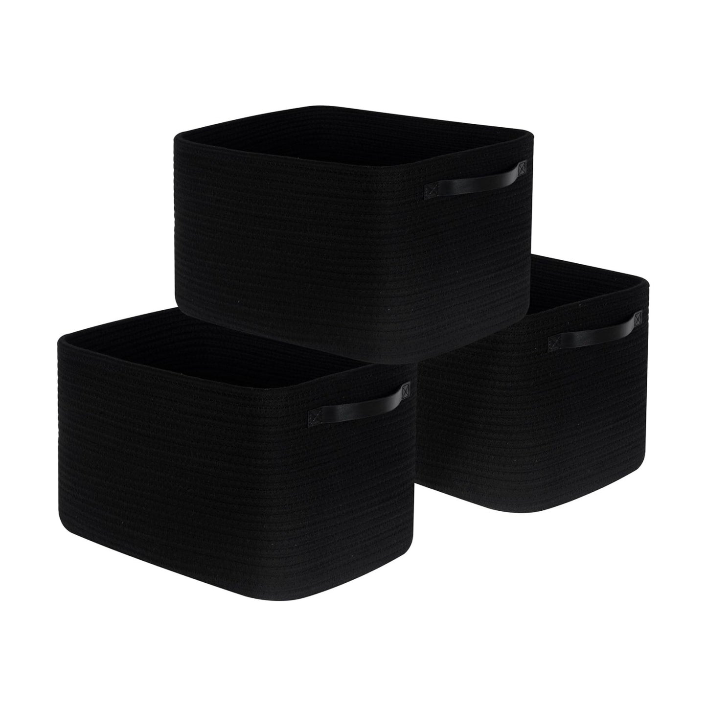 Woven Baskets for Storage / Black / Black / Set of 3