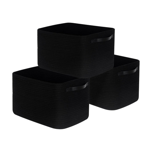 Woven Baskets for Storage / Black / Black / Set of 3