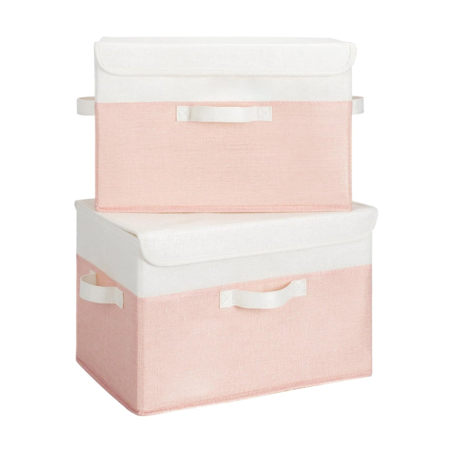 Storage Baskets / Decorative Storage Boxes / White/pink / Large / Set of 2