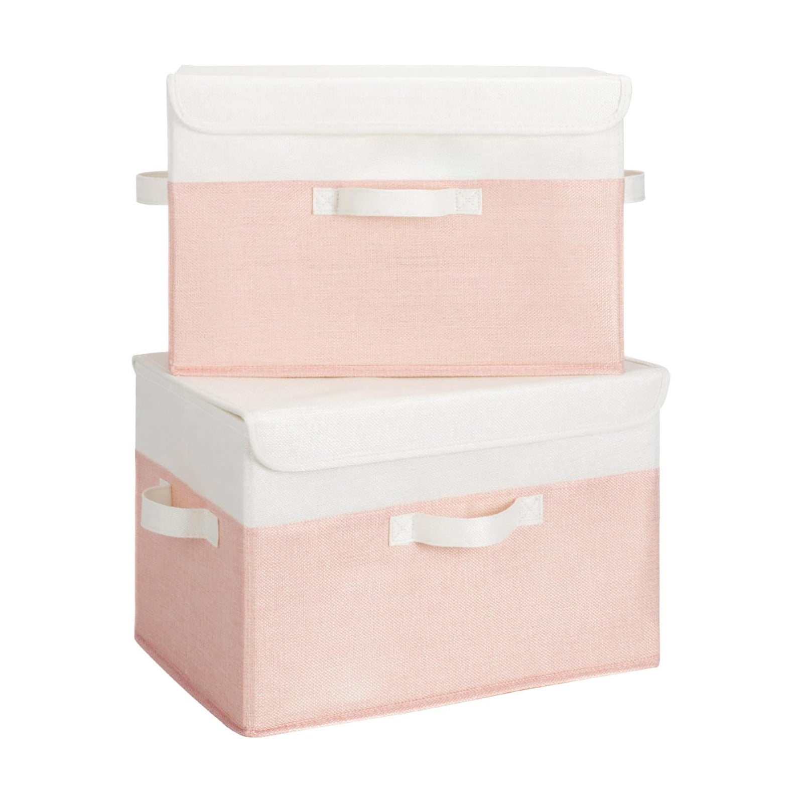 Storage Baskets / Decorative Storage Boxes / White/pink / Large / Set of 2