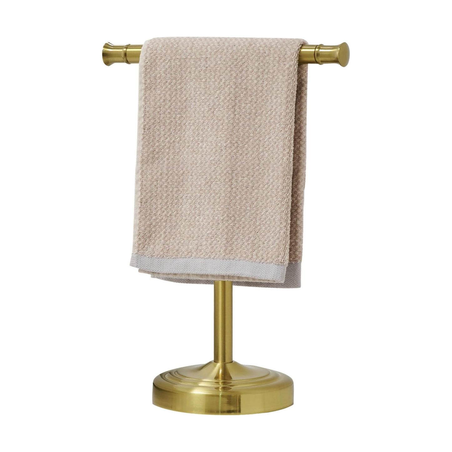RUMOSE Brushed Gold Hand Towel Holder Stand Countertop Towel Rack | 13 Inch Bathroom Kitchen Vanity T-Shape Towel Stand