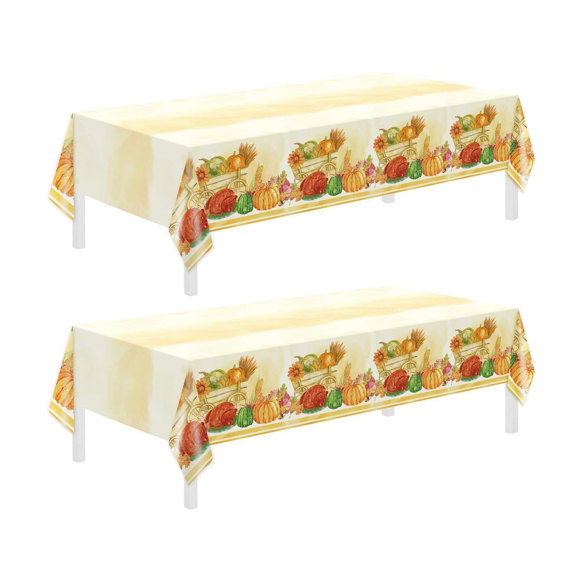 Childom 2 Pack Thanksgiving Tablecloths,Thanksgiving Decorations 54x108 Inch Plastic Table Cloth Rectangle Table,Disposable Tablecloths for Home,Picnic,Birthday,Outdoor,Friendsgiving Party Decorations