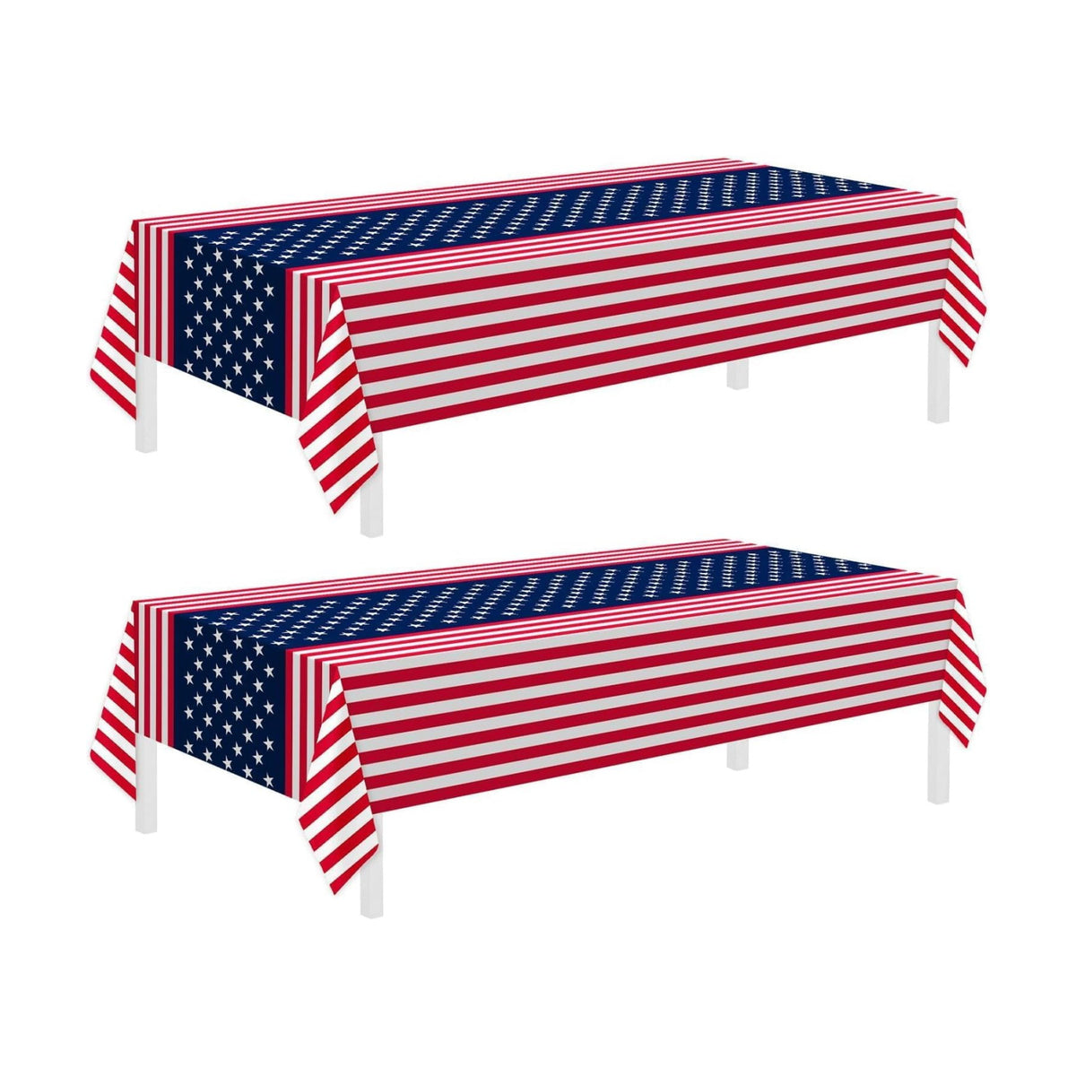 Childom 2 Pack Patriotic Tablecloths,Patriotic Decorations 54" x 108" Disposable American Flag Tablecloths for Event,Party Table Cloth Plastic for Veterans Day,4th of July,Picnic,Dinner,Party Supplies