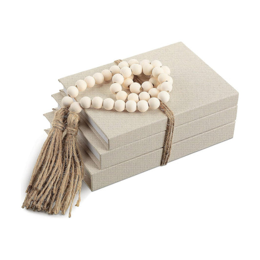 Linen Covered Decorative Books / Beige / Set of 3