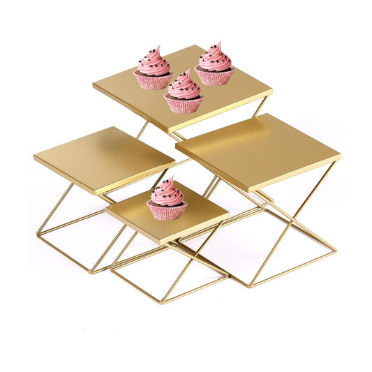 Modern Brass Risers Display Stands for Food / Square-small / Set of 4