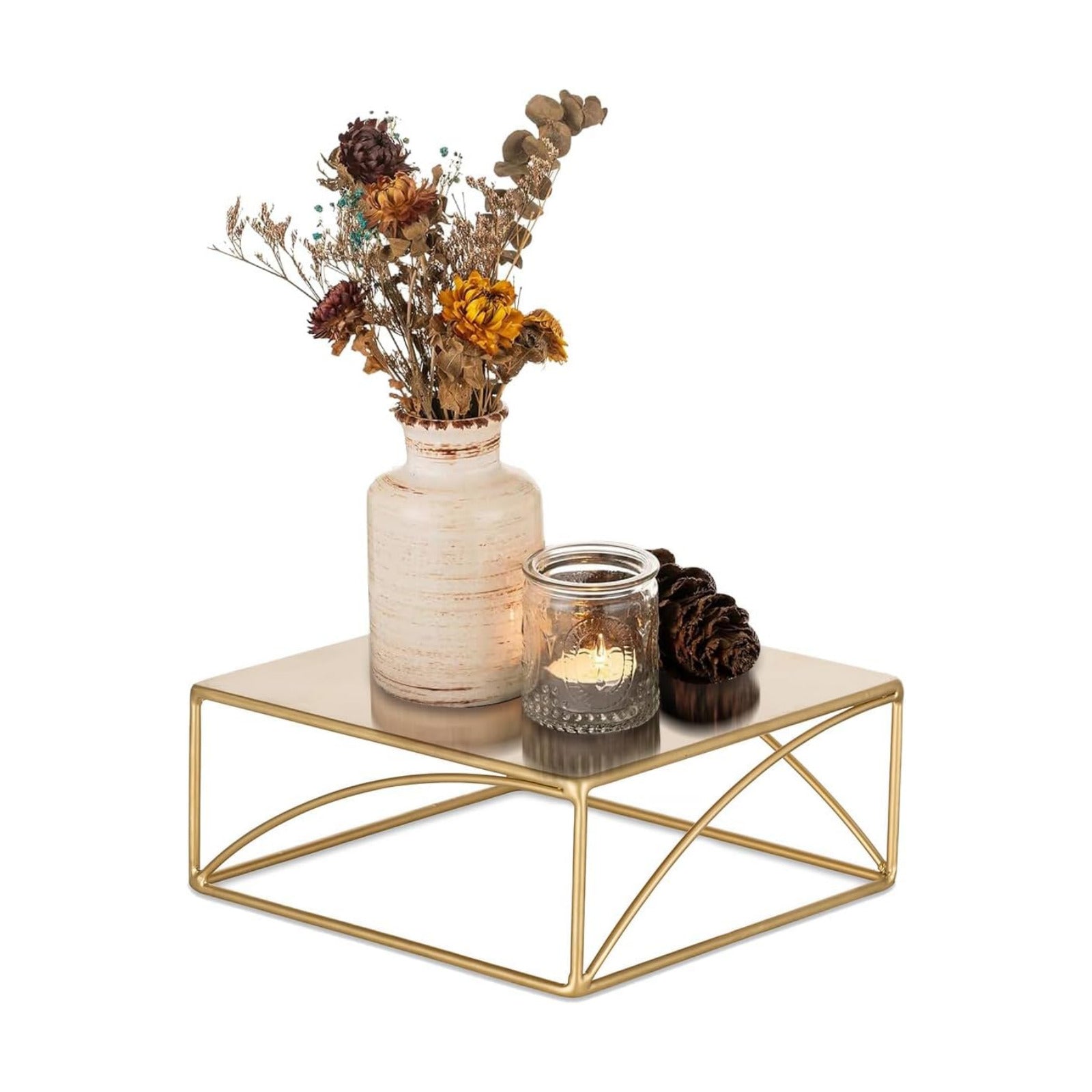 Metal Dessert Pedestal Stands Food Riser candy Display holder / Gold / 8.2 Inch / 8 Inch