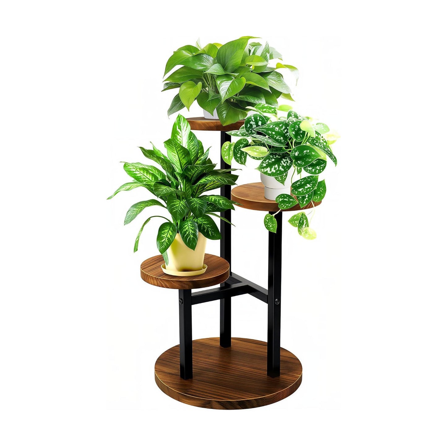3 Tier Plant Stand Indoor | Metal Wood Plant Stands For Indoor Plants Multiple, Corner Tiered Flower Plants Shelf Stand