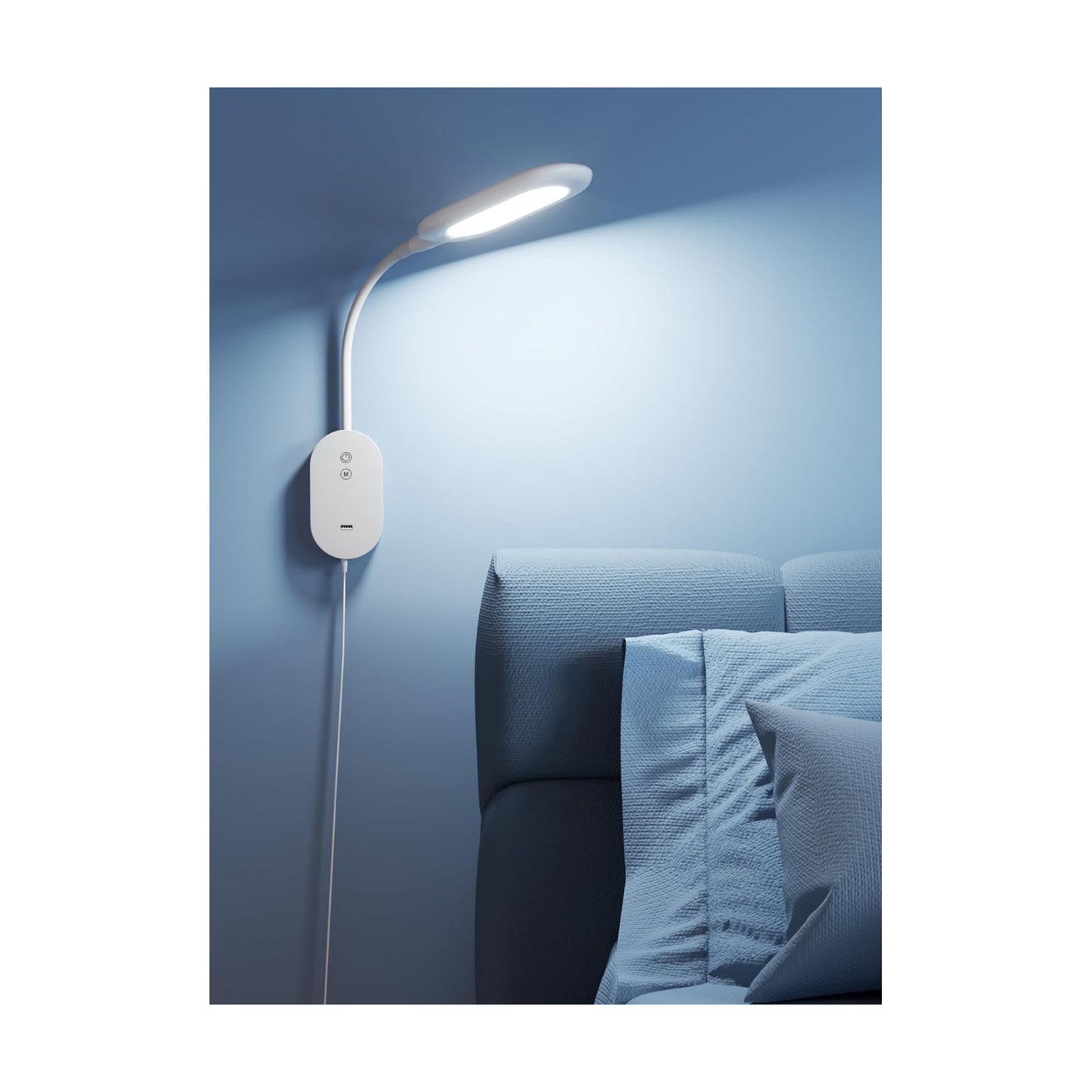 Wall Mounted Reading Light, Book Lights for Reading in Bed with CRI 95+ for Eye Care, 4 Color 5 Dimmable, 2A USB
